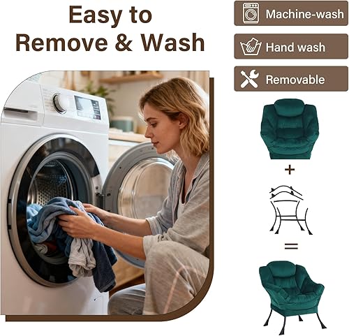 Miniatura 310 de Welnow Silla Lazy con otomana, moderna silla de descanso con reposabrazos y un bolsillo lateral, sillón para sofá de ocio, sillón de lectura