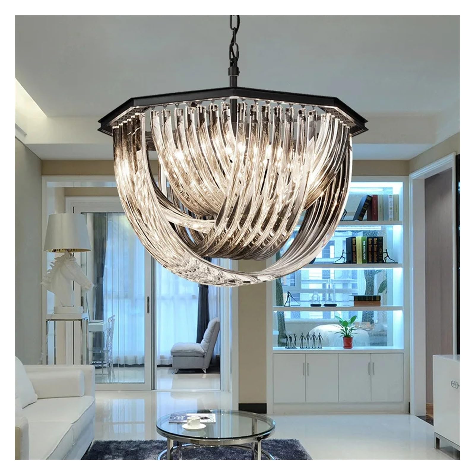 MESOVFCA Luxury Curved Crystal Chandelier for Restaurant Western Restaurant Bar Study,Warm Atmosphere