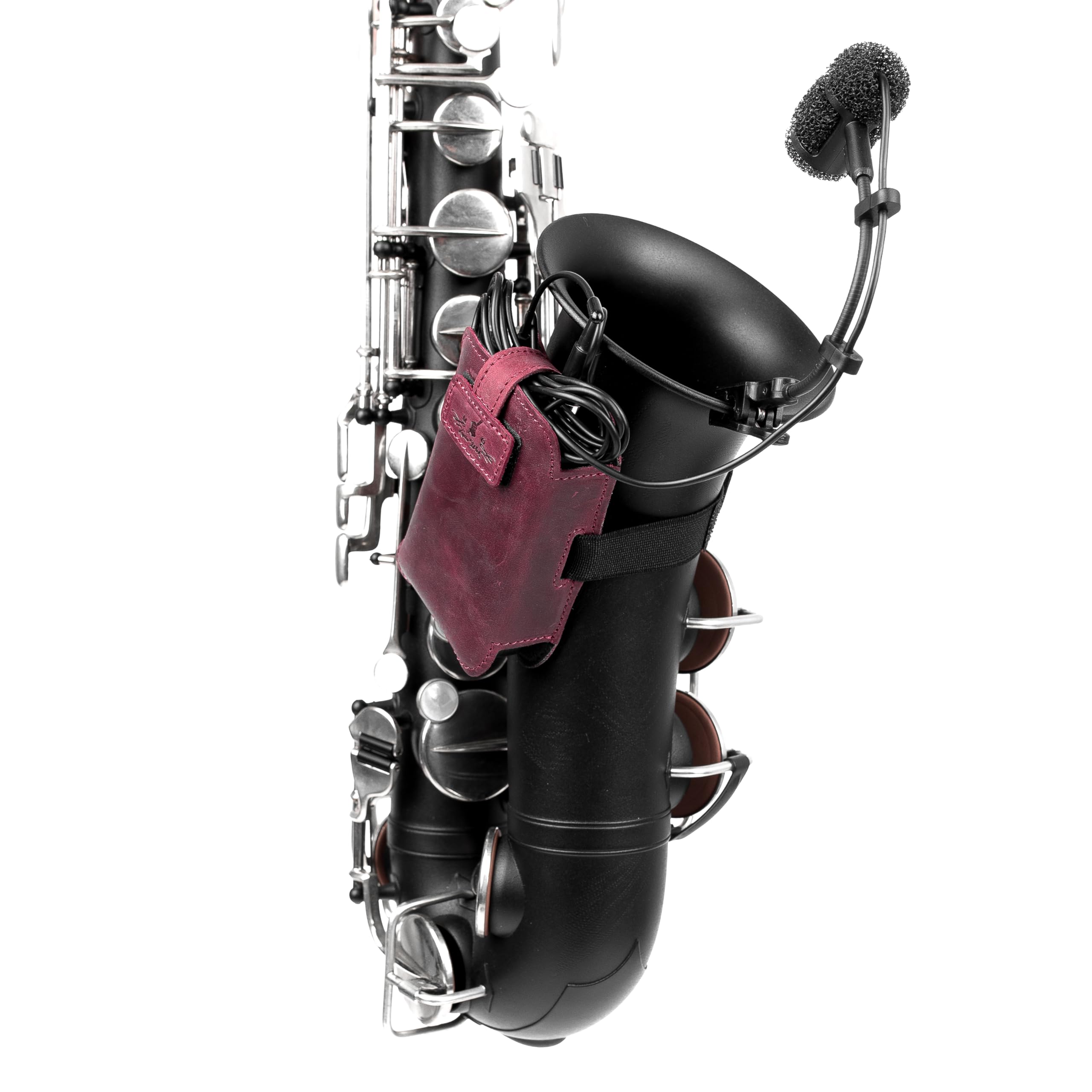 Soporte para transmisor de micrófono de saxofón. Correas elásticas ajustables. Ajuste seguro. Ideal para jazz, estudio, conciertos en vivo