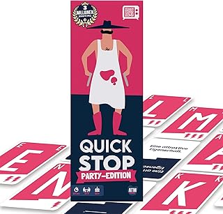 ATM Gaming Quickstop - Das Buchstaben-Duell - Party-Edition - Kartenspiel für Jugendliche und Erwachsene - Schnell und Verrückt - 2 bis 7 Spieler - Kartenspiel ab 16 Jahren - Partyspiel