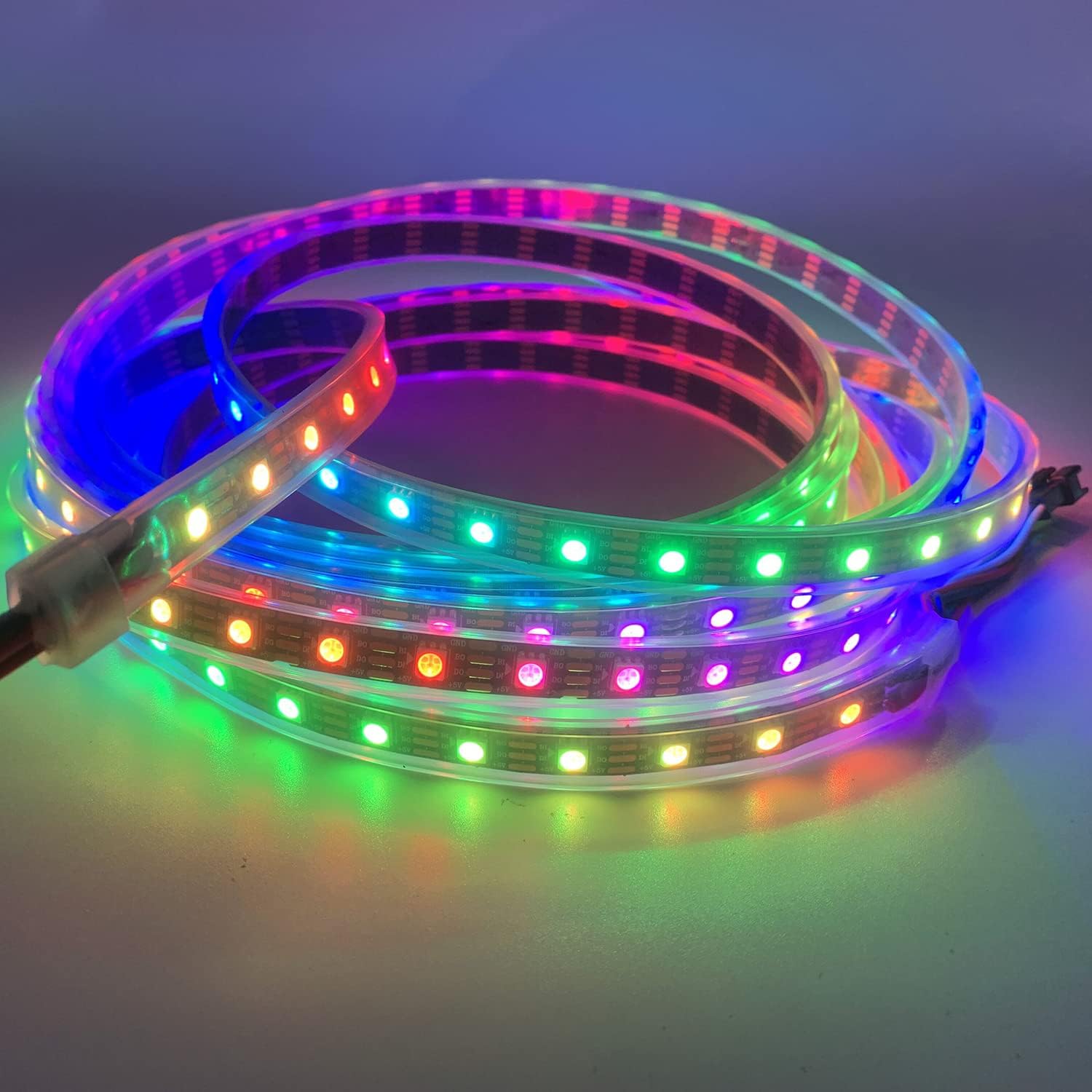 DC 5V WS2813 Led Strip Light Dual Signal Individually Addressable 5m 30 LEDs WS2812B Updated Black White PCB (Black PCB IP67, 5M 60LED/M)