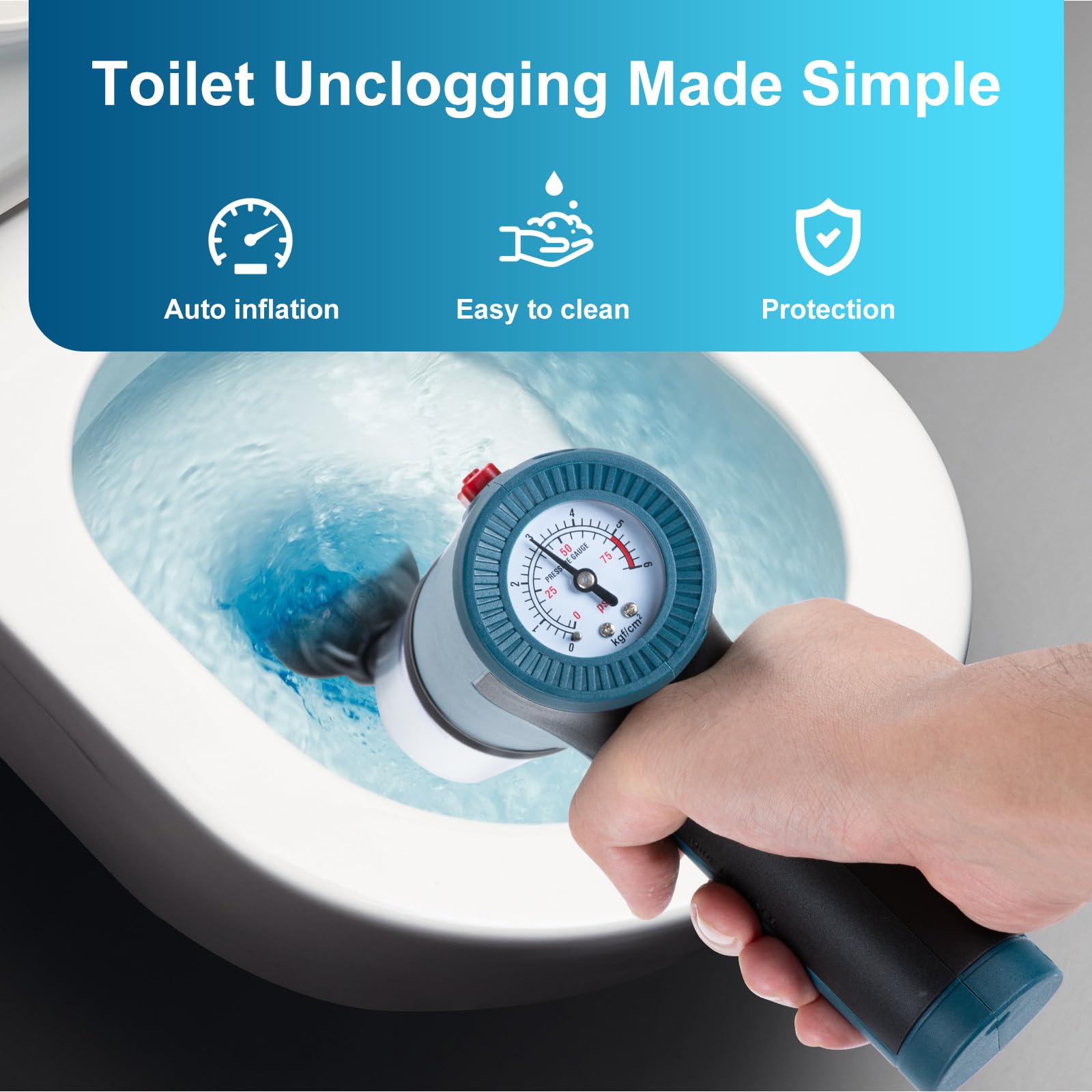 Électrique Déboucheur de Canalisations, Électrique Déboucheur à Ventouse, Air Comprimé Déboucheur de Furet pour Toilette, WC, Lavabo, Douche