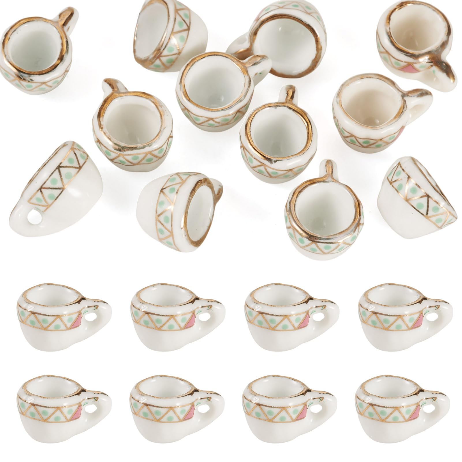 Spritewelry 12 Pcs Miniature Porcelain Mugs Dollhouse Mini Coffee Cups Tea Cup Dollhouse Ornaments for Home Desktop Micro Landscape Decoration Craft Accessories — image 1