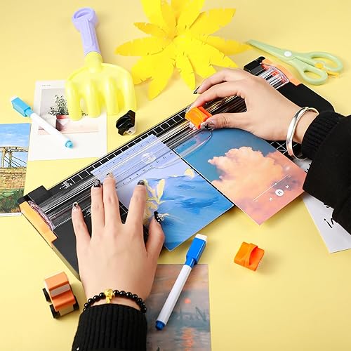 Miniatura 5 de 10 piezas de cortador de papel de repuesto para recortadora de papel de repuesto para recortadora de papel A4 negro y blanco (negro, naranja)