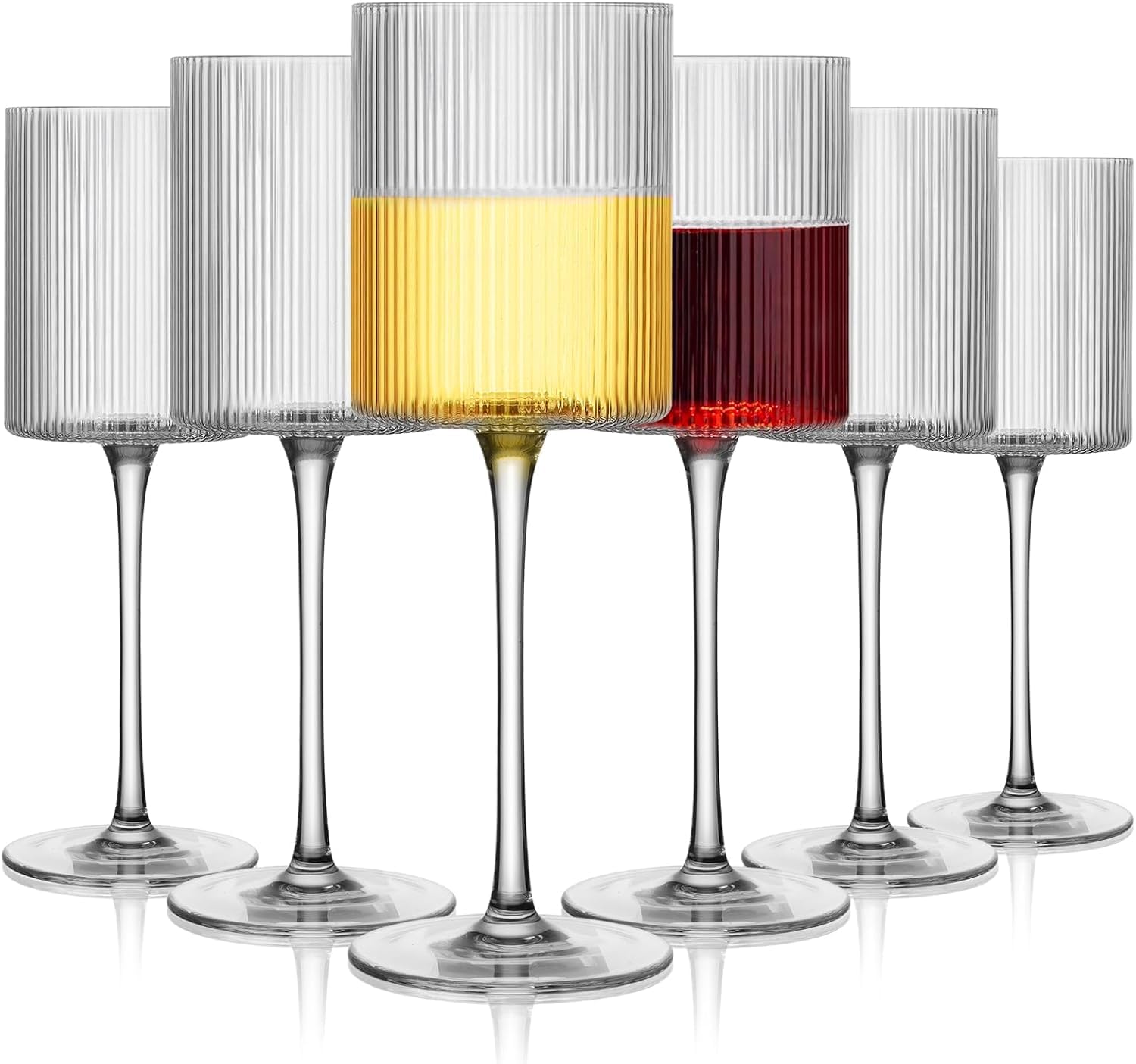 Set di 6 bicchieri da vino a coste, 85 g, per vino rosso e bianco, perfetti per feste e decorazioni per la casa