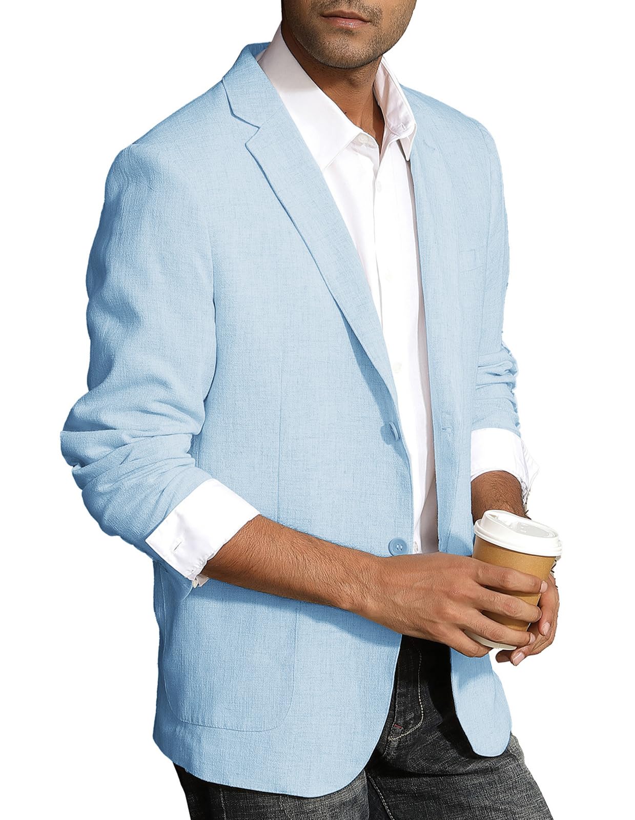 PJ PAUL JONES Herren Casual Slim Fit Leinen Jacke Leichtgewicht 2 Knopf Blazer Sporty Slim fit Leisure Blazer