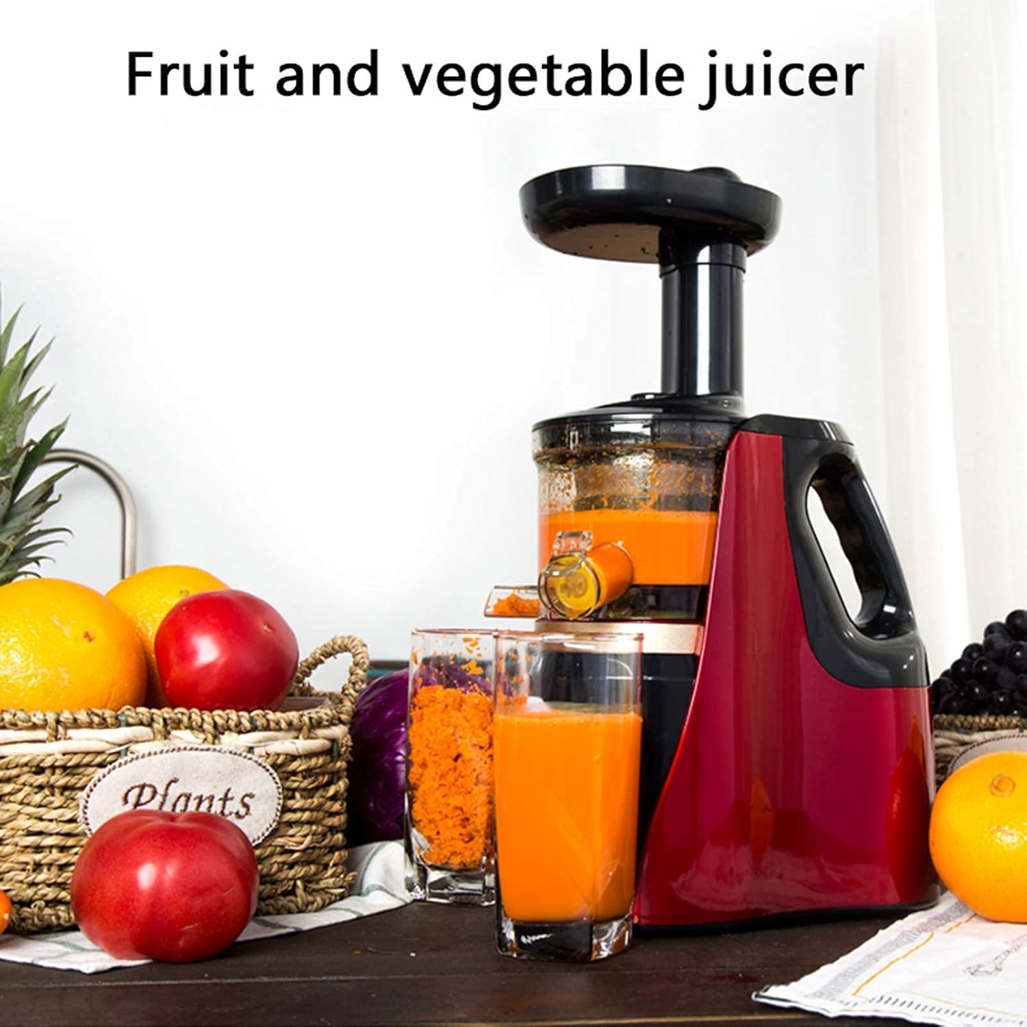 Multifunctional electric juicer Juicer Machines,Juicers Extracto with Reverse Function,Overheat Overload Protection,Easy-Clean,Red Juice residue separation/Multifunctional mute