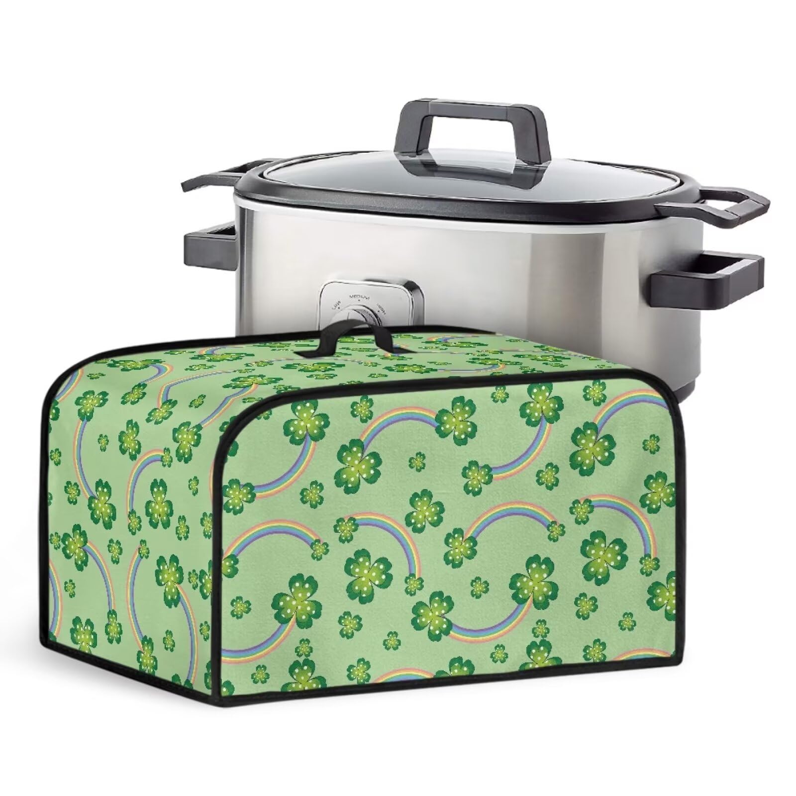 Leaf Clover Slow Cooker Crock Pot Cover Small Appliance Dust Cover with Top Handle Keep Your Kitchen Clean
