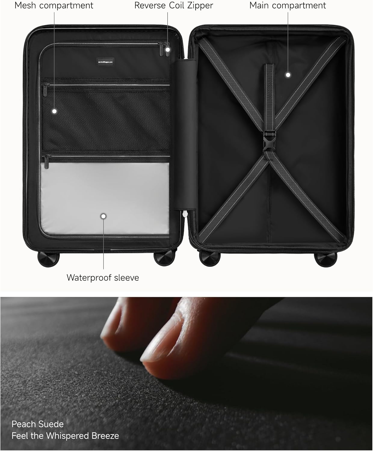 LUGGEX Carry On Luggage 22x14x9 Airline Approved,HUP3 Accelerate Access with DiHook, Handy Pouch, 20 inch Expandable Hard Shell Suitcases with Spinner Wheels (EX-Enhance,Olive Green,20 Inch,37L-41L)