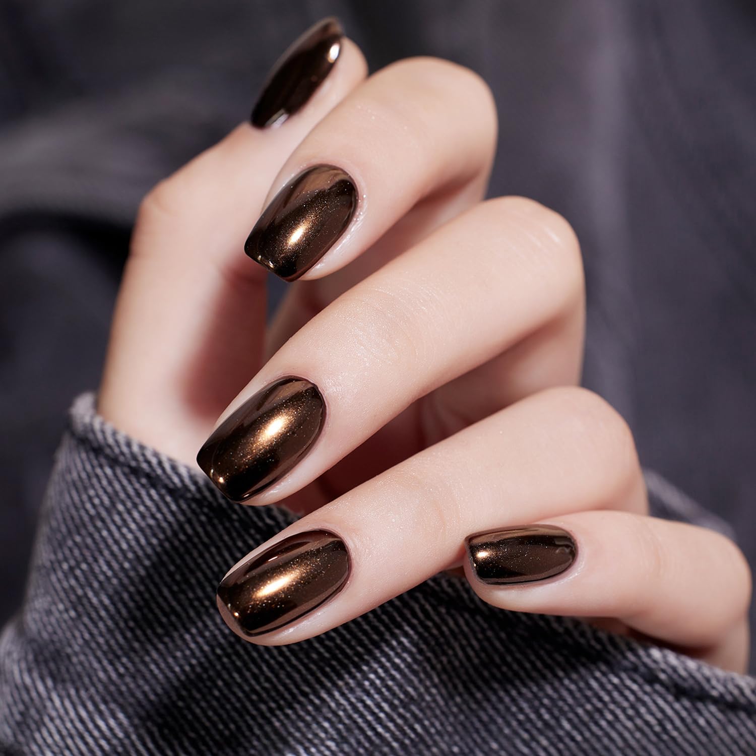 2Pcs Apple Gold Brown Chrome Nail Powder Black Coffee Metallic Mirror Effect Glazed Chocolate Nail Glitter for Gel Polish Design Acrylic Holographic Nails Art Pigment Dust Decorations