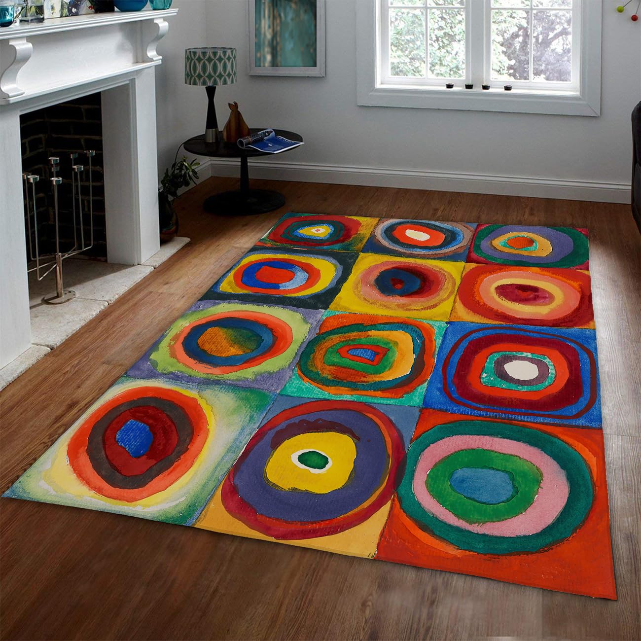 Tappeto da nursery 60x180cm Tappeti astratti colorati acquerello con cerchi concentrici tappetino lavabile morbido antiscivolo a pelo basso per il soggiorno