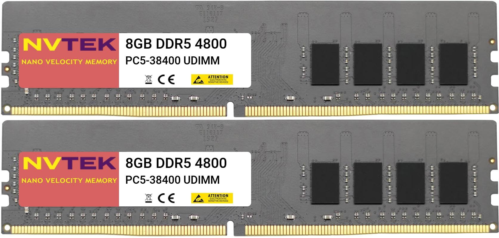16GB 2X8GB DDR5 4800MHz PC5-38400 1Rx8 1.1V CL40 288-PIN Non-ECC Unbuffered UDIMM NVTEK D…