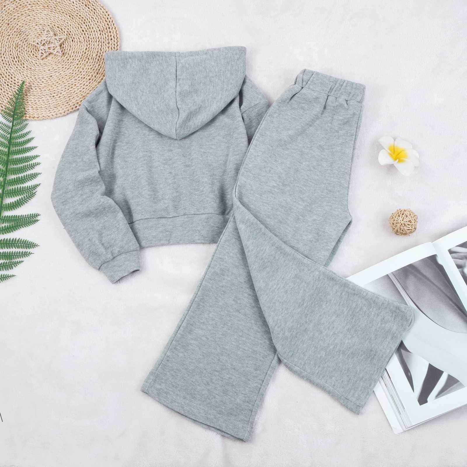 Conjunto de ropa infantil para niña y primavera y deporte, monocolor, estampado, mezcla de algodón, conjunto de dos piezas para bebé niña 56