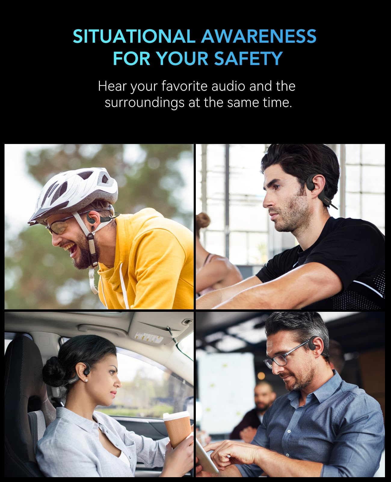 Nuroum Casque sans Fil à Oreilles Libres Bluetooth 5.3 avec Deux Microphone, Open-Ear Écouteur Léger Sport à 17 * 12mm Pilote, 10h D'Autonomie, Étanchéité IPX6, Confort Conçu pour Le Sport/VTT