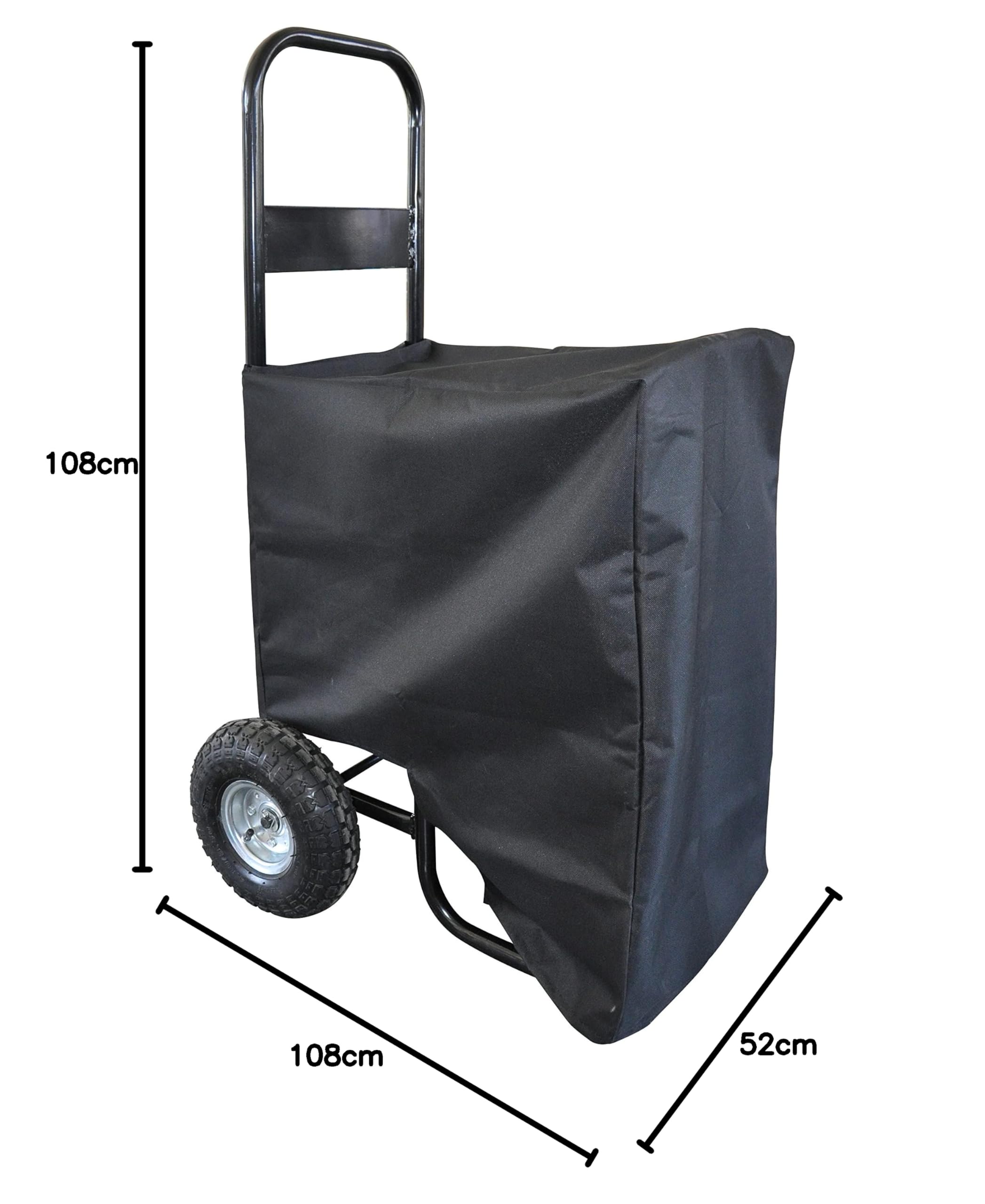 Greenstar - Chariot Porte Bûches - avec Bâche De Protection - Capactité Max. 150kg - Conception Ergonomique - Roues Gonflables - 60x52x108 cm