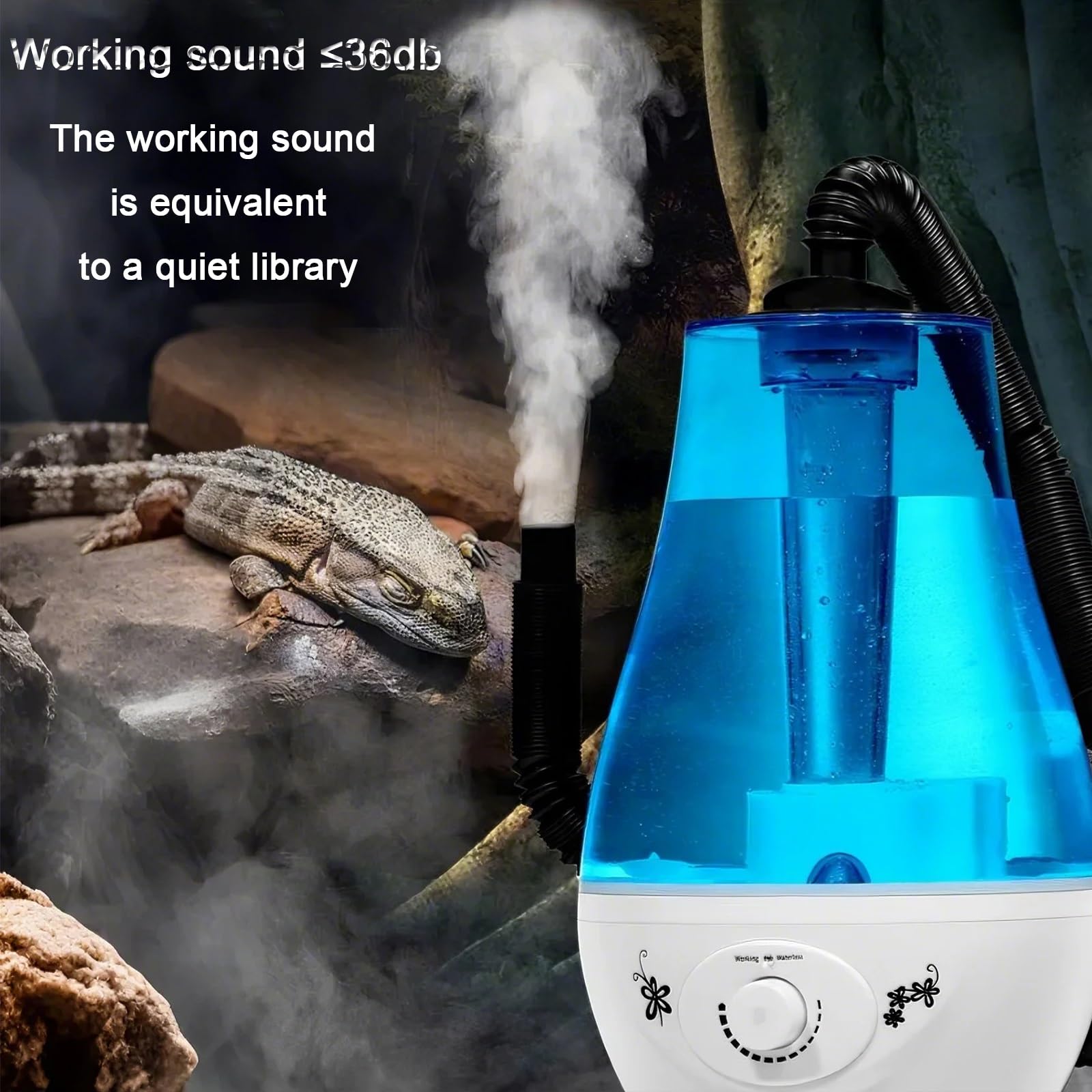 Nebulizador de Reptiles de Gran Capacidad de 3 L, Humidificador de Terrario, Máquina de Niebla para Reptiles y Plantas de Vivero(Black)