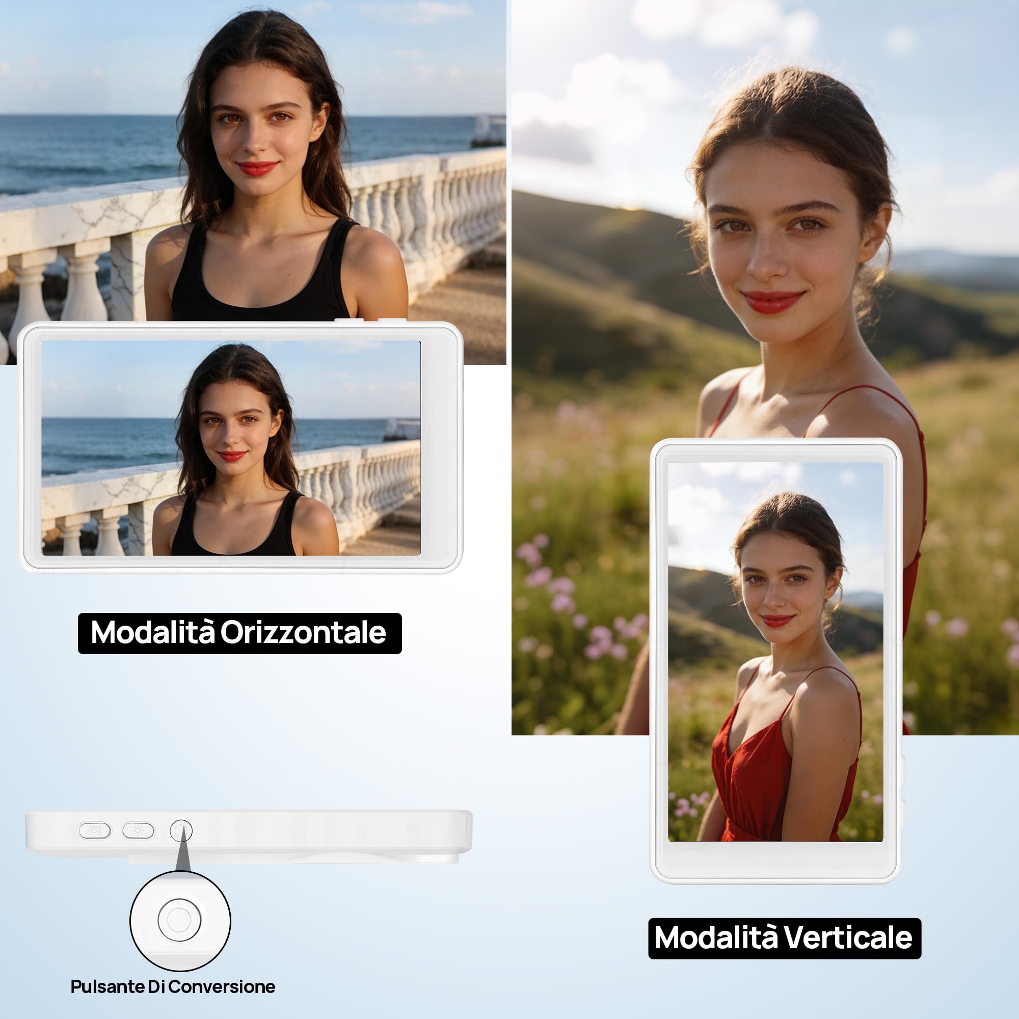 Vlog Selfie Monitor Schermo per Telefono, Wireless Magnetico Telecamera Posteriore Phone Monitor con Gamma 164FT, Schermo per Selfie con Telecomando Bluetooth per Youtube TikTok Live