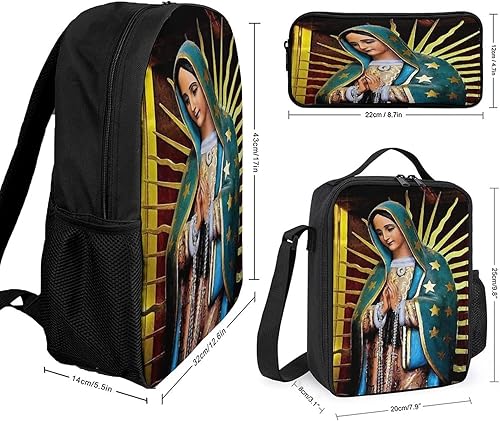 Miniatura 2 de Nuestra Señora de Guadalupe Virgen María - Mochila para portátil de viaje, unisex, para regalos de adultos, 17 pulgadas, juego de 3 piezas, A - 06,