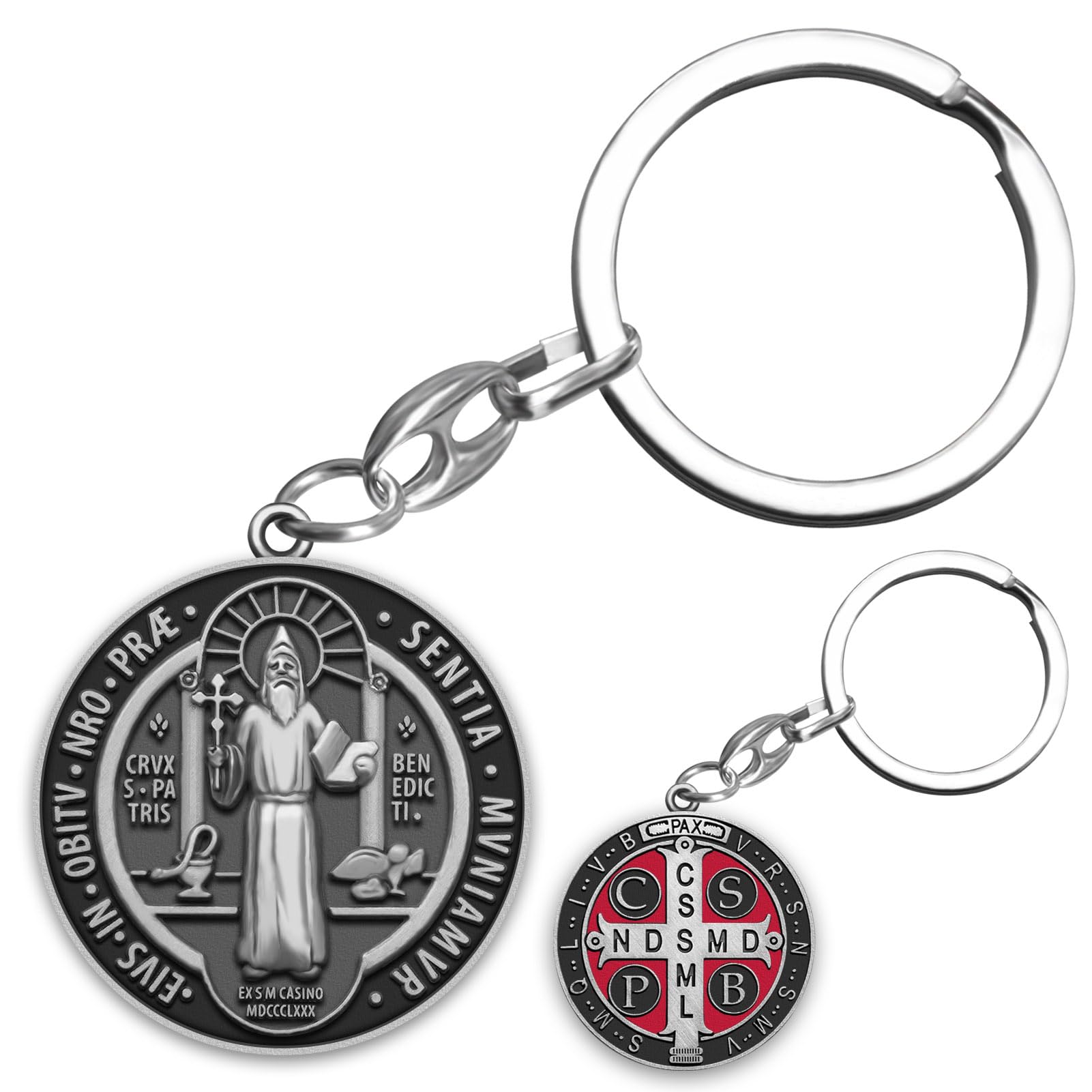 AnwlkiSt Benedict Medal Key Chain Saint Benedict Keychain Bless Safety Religious Gift for Parent, Family, Friend, Driver