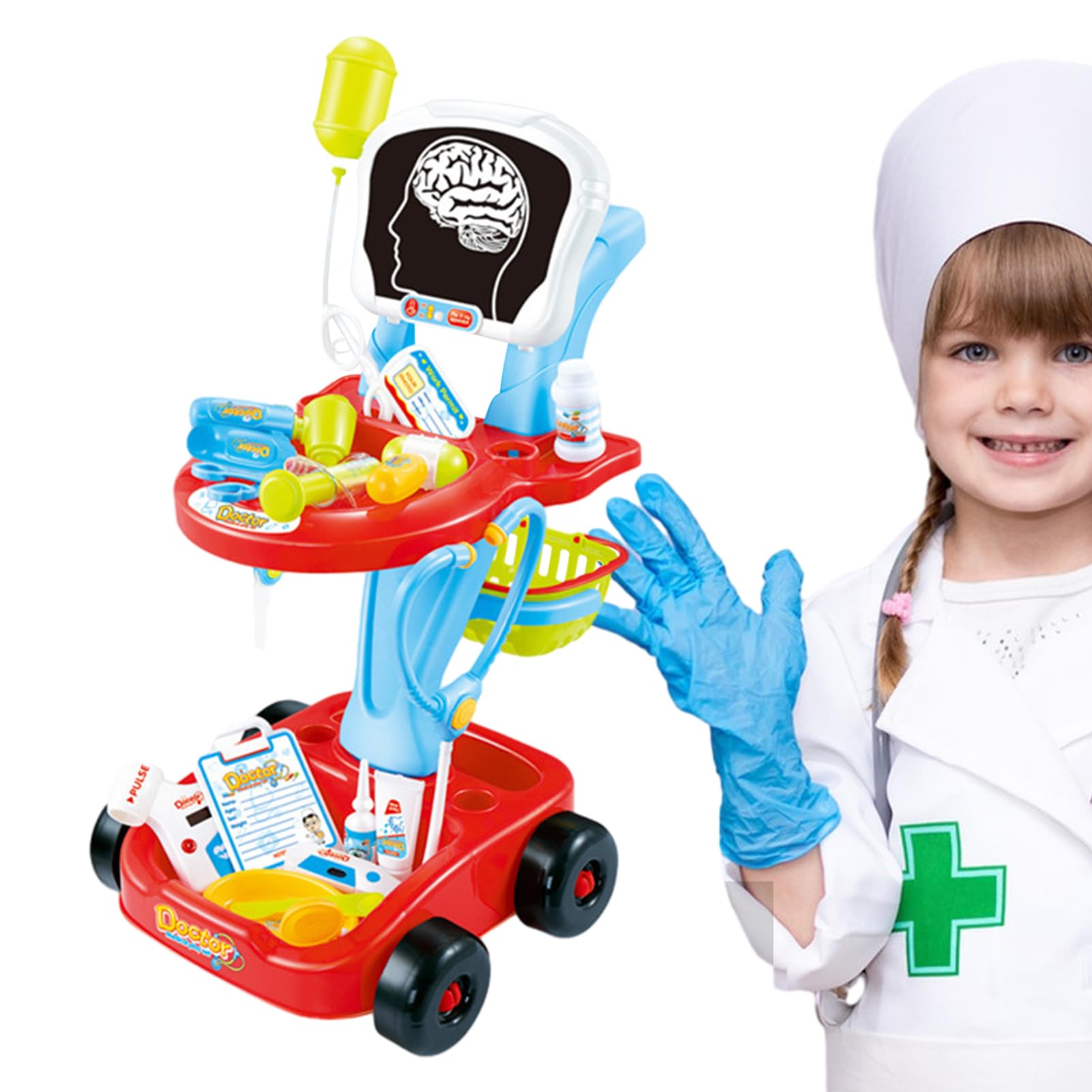 Juguetes Médicos | Kit De Carrito Médico Electrónico De Simulación | Conjunto De Juego De rol De Hospital Portátil con Accesorios | Regalo De Juego De rol De Médico Imaginativo para Niños Y Niña