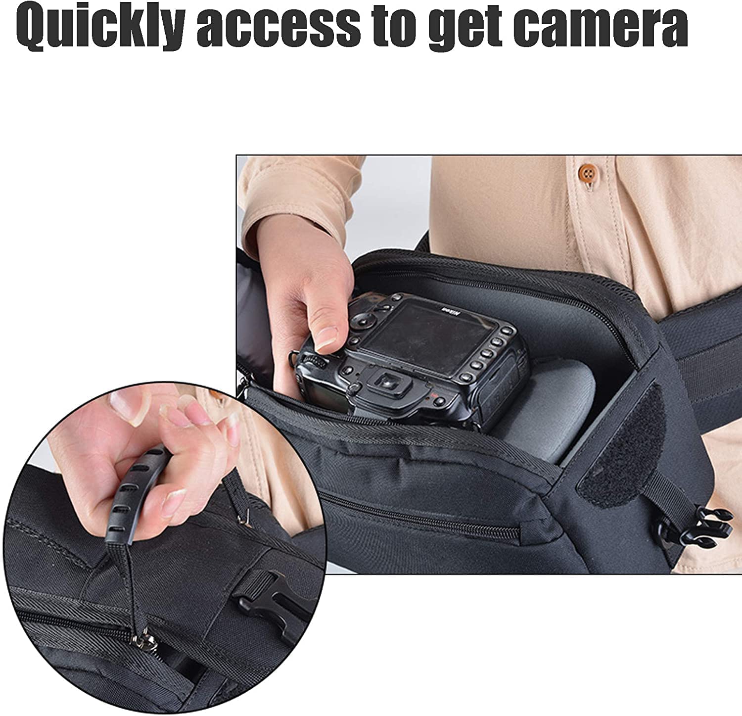 Cwatcun Sacoche pour Appareil Photo, Sac Banane Homme Femme étanche pour DSLR SLR Appareil Photo Sac pour la randonnée d'entraînement en Plein air
