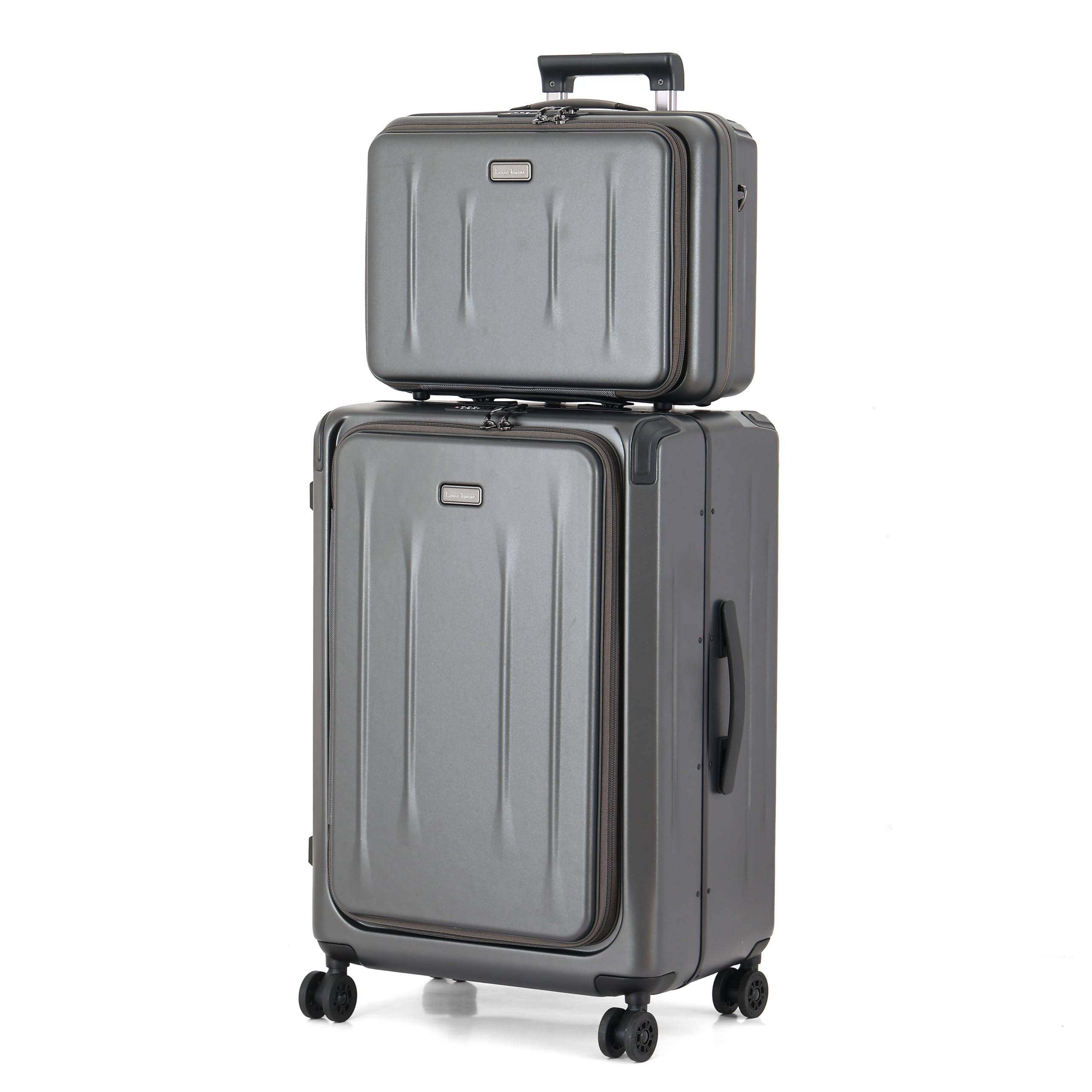 Top Opening Luggage, 16Inch &amp; 25 Inch Airline Approved ABS+PC Hard Shell Suitcases with Silent Wheels, TSA Lock,Front Pocket and Wet-dry Separated Six-piece Set(Grey)