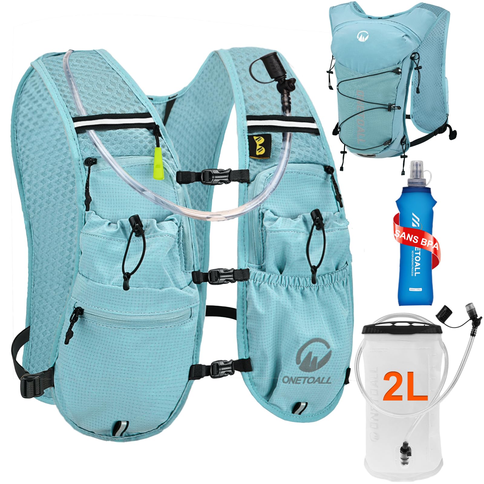 Gilet Hydratation Running Femme Est Un Gilet Course à Pied pour Trail et Randonnée, avec Poche à Eau 2L TPU et Flasque 500ml, Léger et Respirant pour Un Confort Optimal sans Rebond