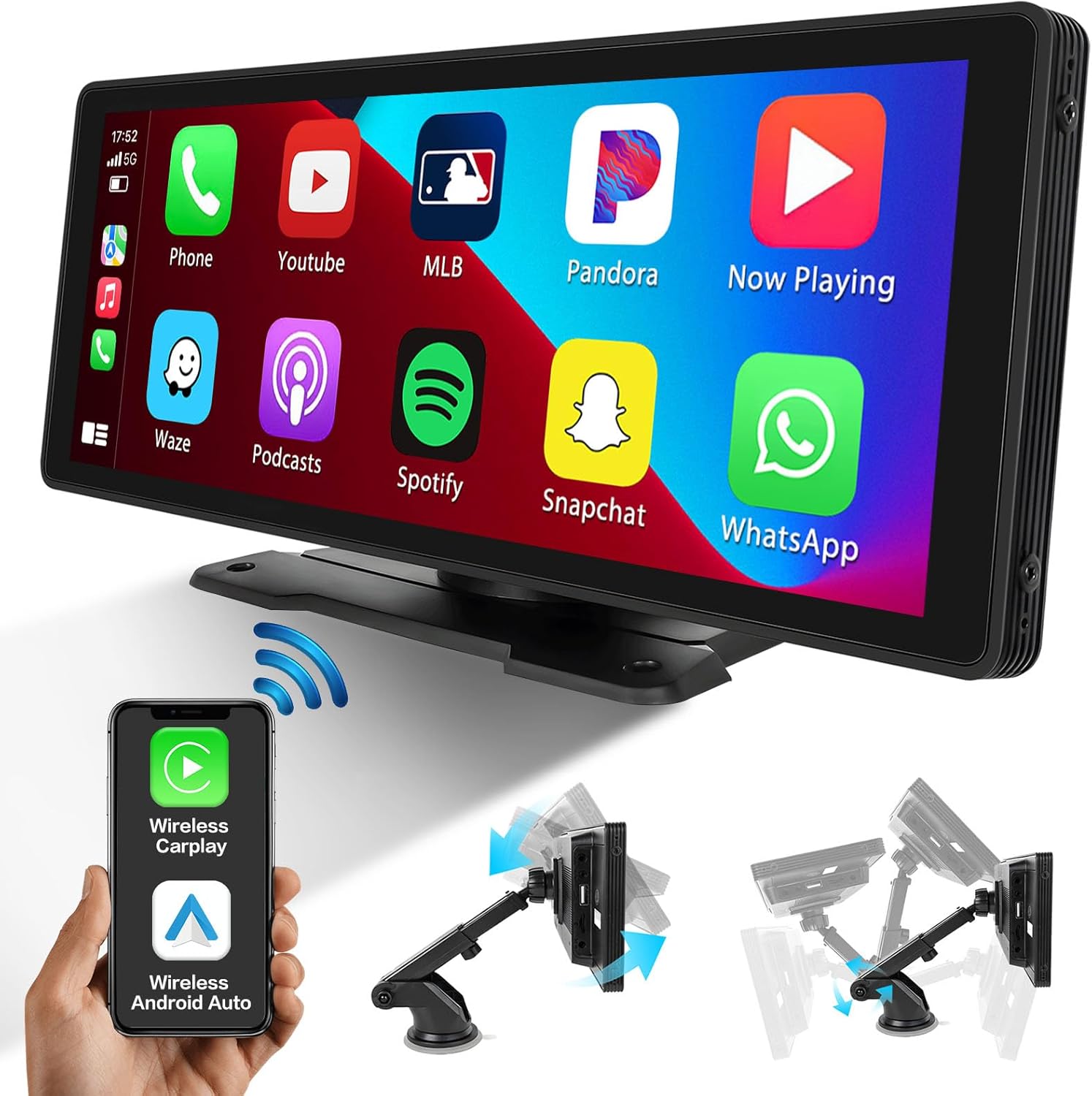 Hikity Wireless Apple Carplay Portable Car Stereo 10.26
