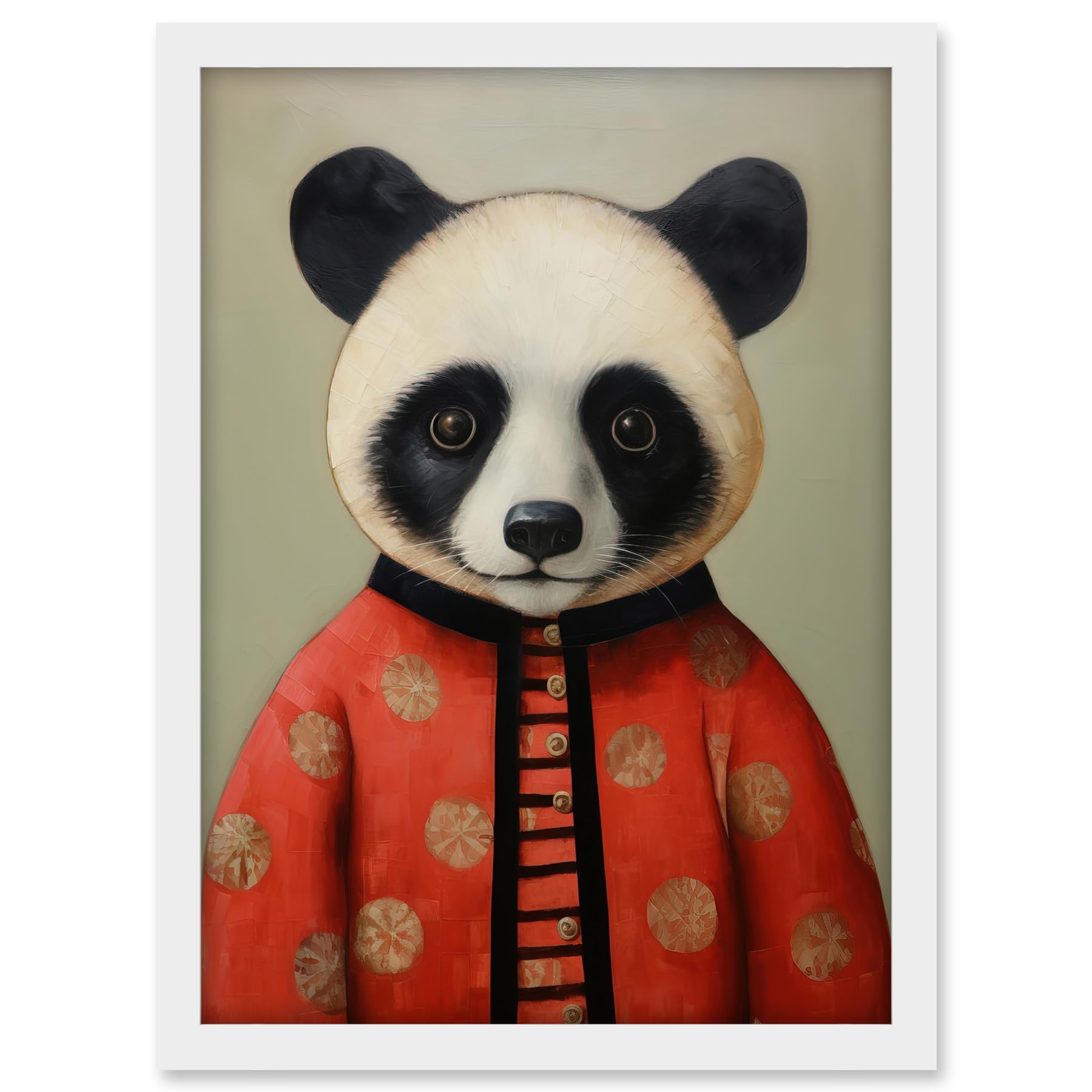 Artery8 Panda Cub in Chinese Uniform Fun Kids Bedroom Artwork Framed A3 Wall Art Print