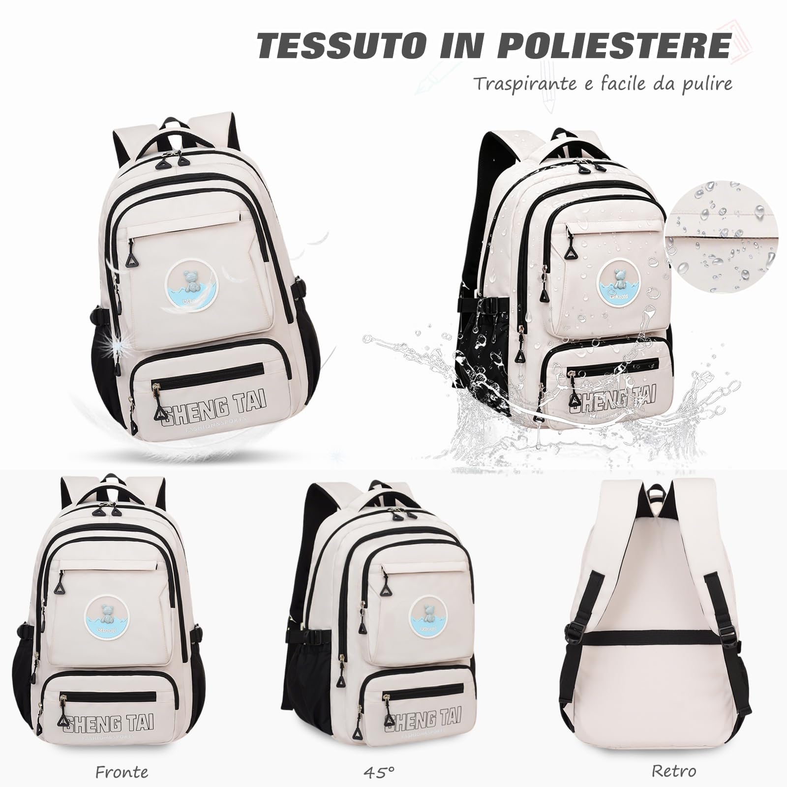 FANDARE Zaino Scuola Zainetto Studente Cartella Zaini Arancione | Borsa Uomo Donna Università Viaggio Lavoro Daypacks