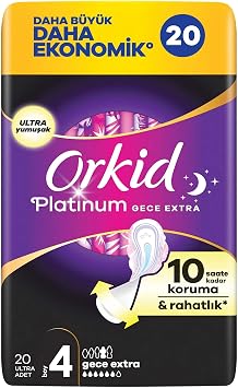 Orkid Platinum Hijyenik Ped Gece Ekstra Boy 4 20 Adet Ped