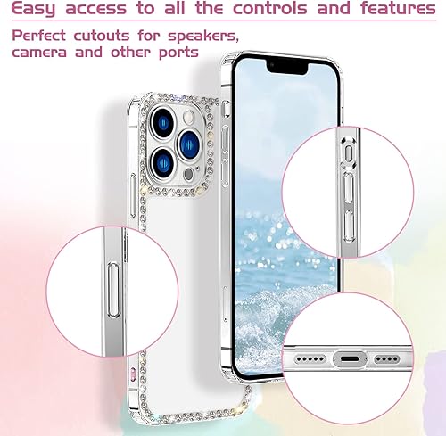 Miniatura 6 de Funda transparente compatible con iPhone XR con diamantes de imitación para niñas y mujeres, diseño de parachoques brillante con purpurina y diseño