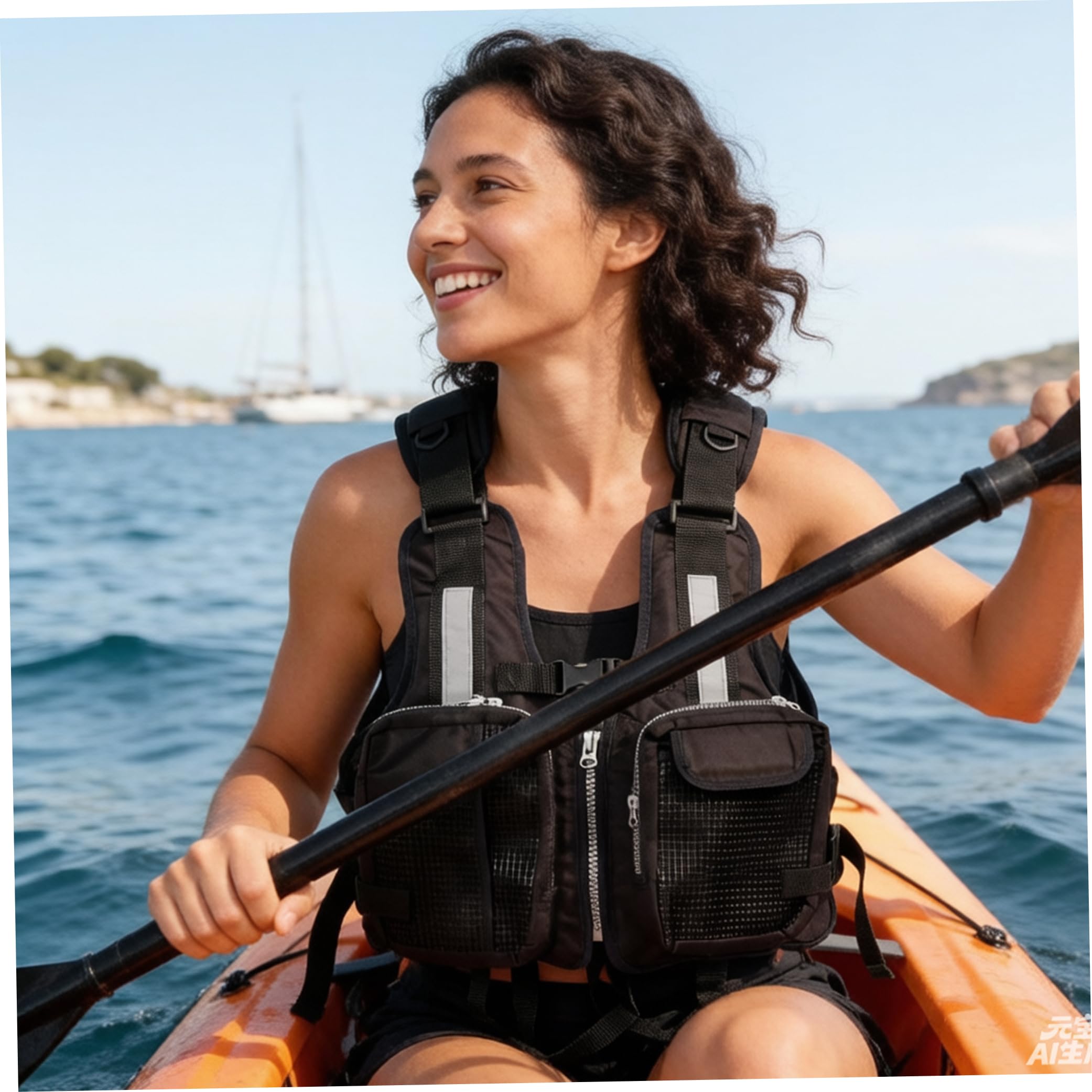 Giacca galleggiante per adulti, cinghie regolabili e fischietto rosso | Cinghie regolabili, fischietto d'emergenza, sicurezza in acqua, pesca, kayak, canottaggio, nuoto