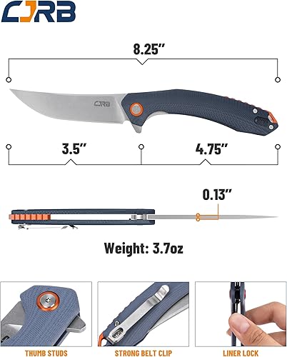 Miniatura 8 de CJRB Cuchillo plegable Gobi (J1906) AR-RPM9 Polvo Acero G10 Mango Cuchillo de bolsillo EDC Negro