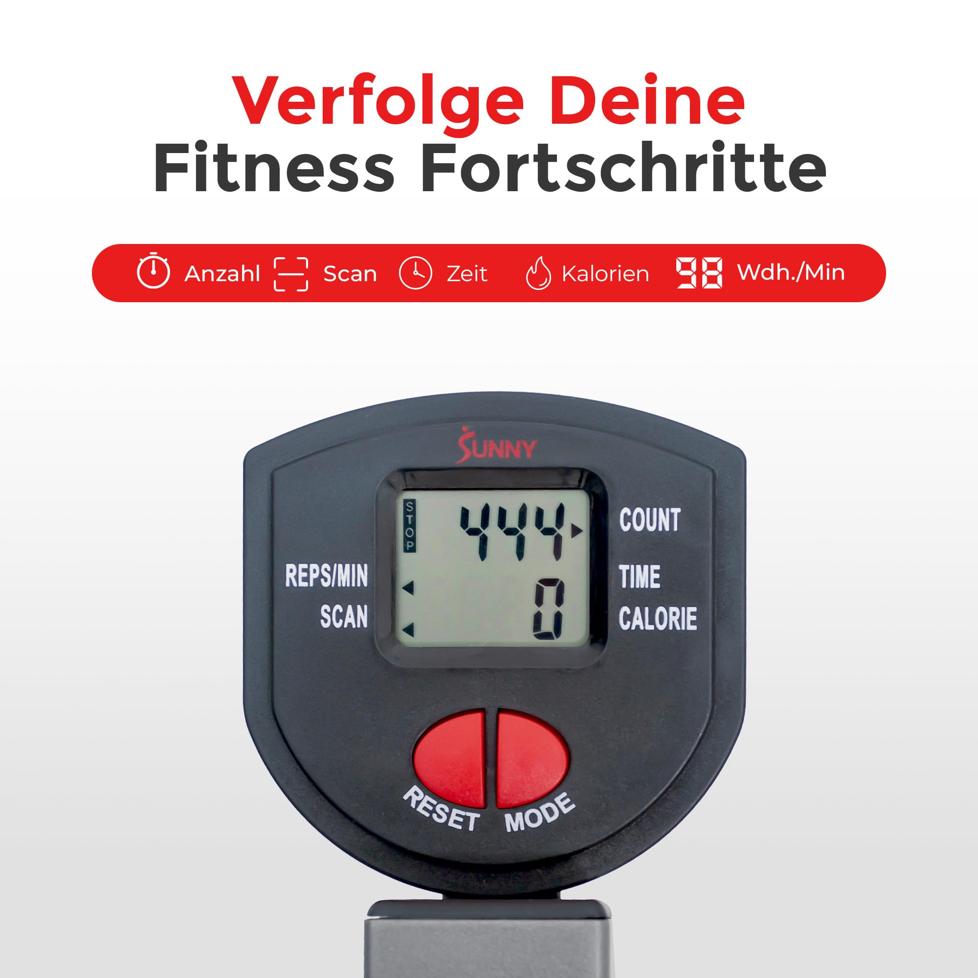 Sunny Health & Fitness Row-N-Ride PRO Ganzkörper Squat Trainingsgerät mit Optionale Widerstandsband, Einfach Aufzubauende Bauch und Ganzkörper Cardio Trainingsgerät für Zuhause, Optionale SunnyFit App