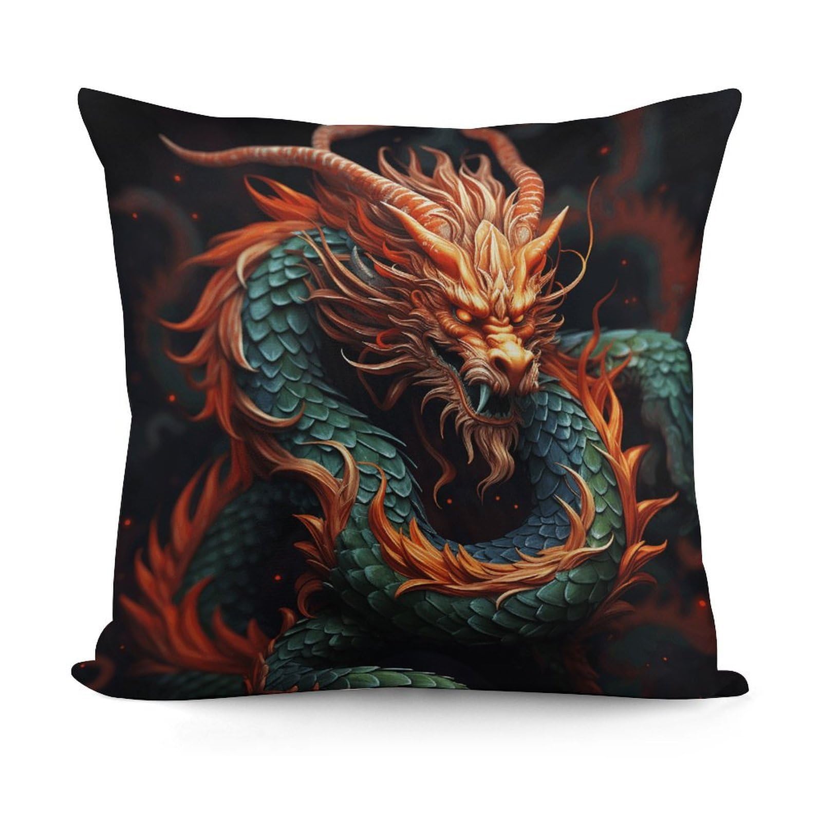VstaDank Decorative Chinese Dragon Throw Pillow Covers Luxury Soft Pillowcases Fluffy Plush Accent Pillow Cases Personalized Square Lumbar Pillows Shells for All Seasons 18" X 18"