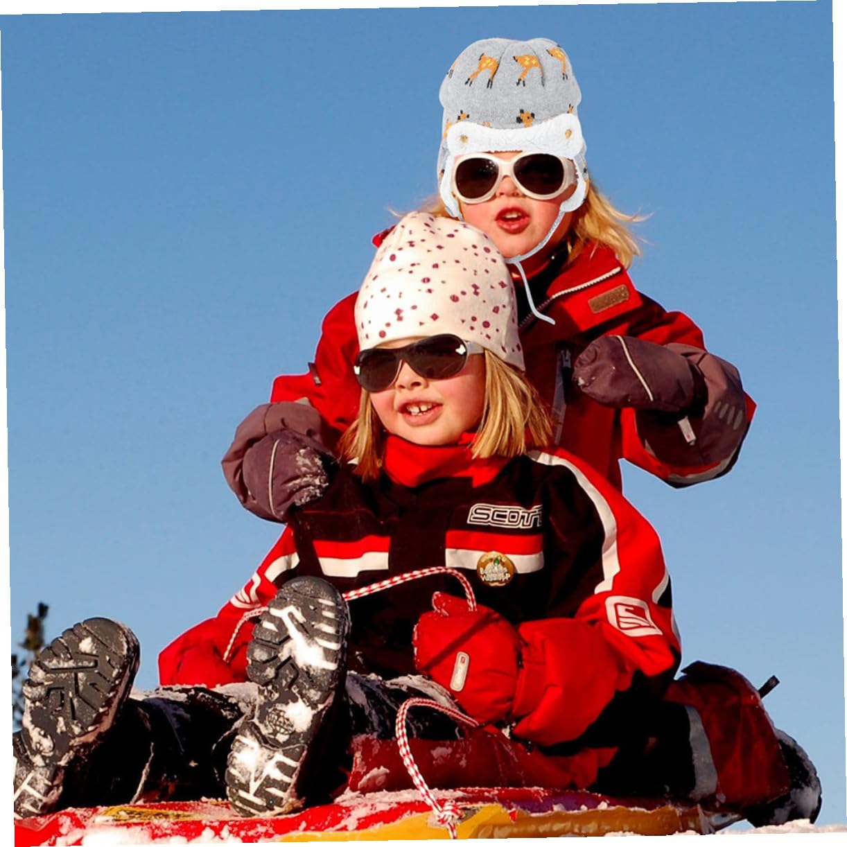 VALICLUD Gorro de Esquiar Gorro Termico con Orejeras Sombrero de Invierno para niños pequeños cálido con Motivo de de protección para los oídos para niños algodón