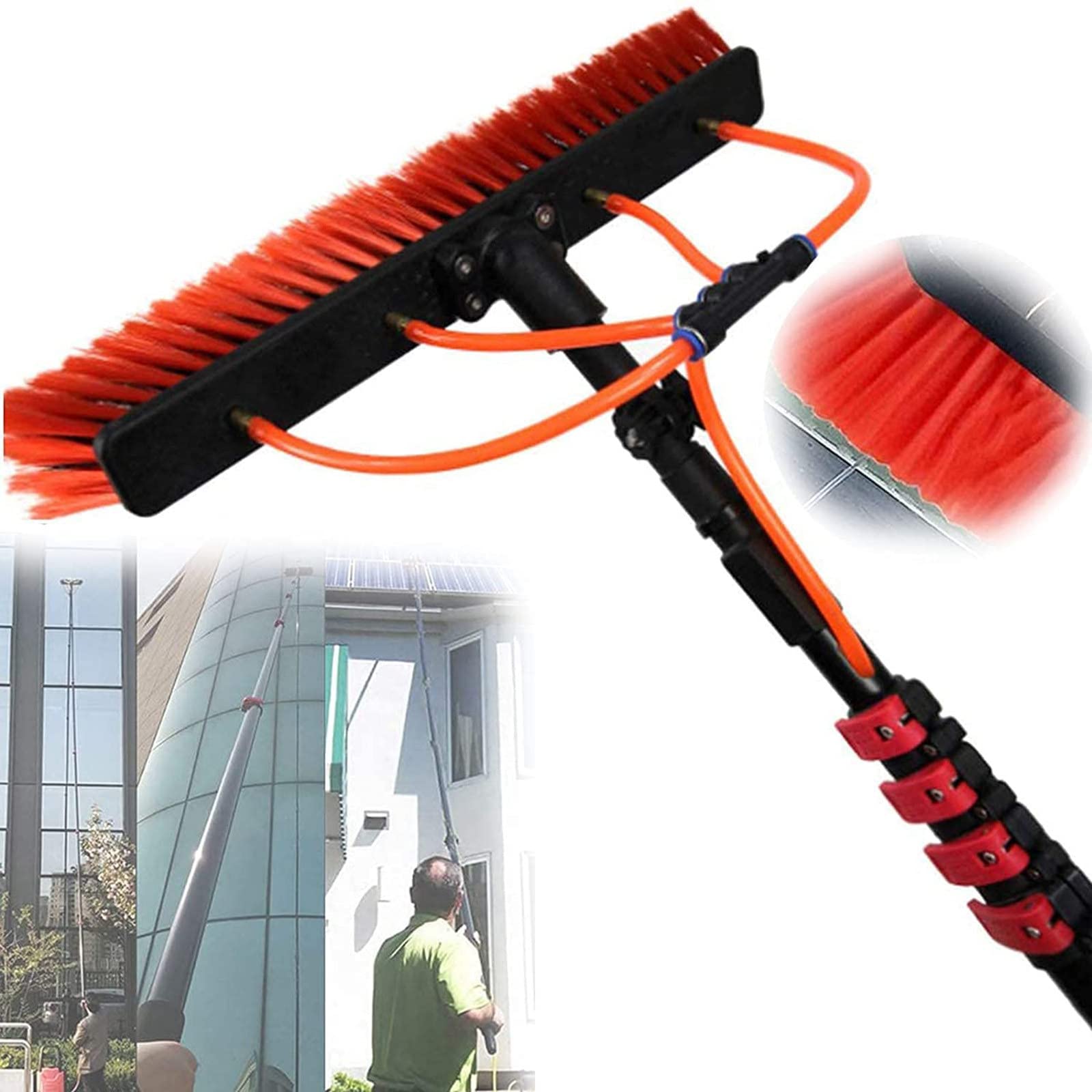 Kit de nettoyage de vitres avec perche à eau télescopique extensible pour toit
