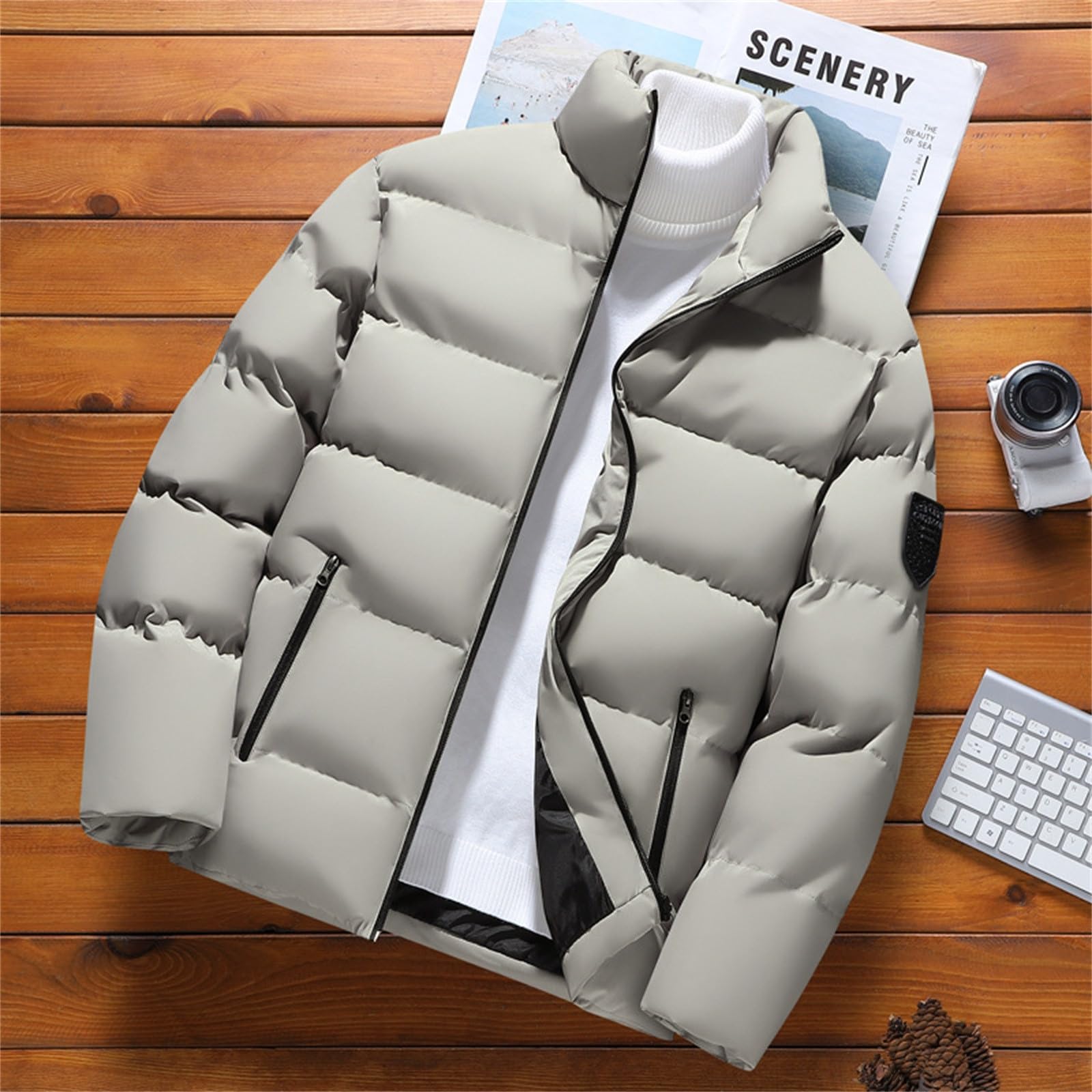 Generico Giubbotto Invernale Uomo Media Lungo Parka con Cappuccio Comodi Giubbotti Slim Fit Calda Comoda Jacket Giacca Leggero Isolato Zip e per Quotidiano Lavoro Scuola