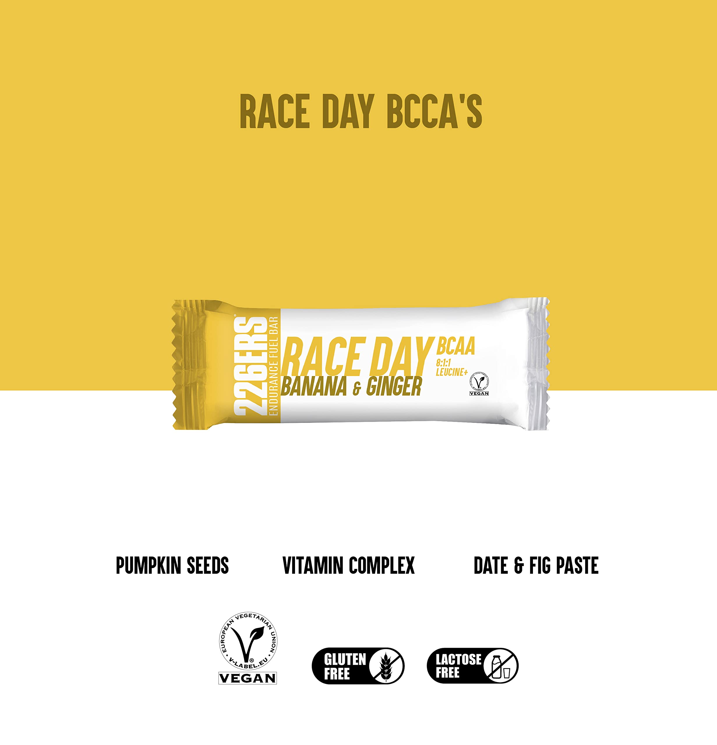 226ERS Race Day Bars, Barrita Energética Veganas, Energy Bars Sin Gluten, Plátano y Jengibre - 1 barra x 40 g