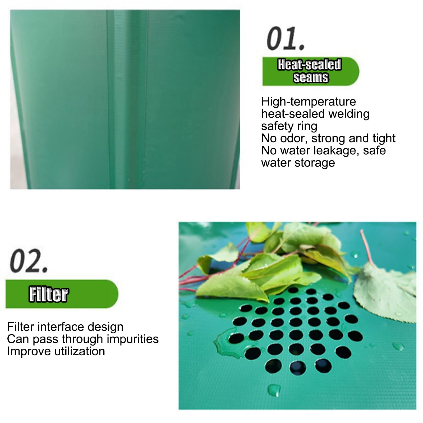 Sistema de recolección de agua de lluvia de 1000 litros con depósito de agua conectado con grifo de filtro para jardín y patio, diseño negro