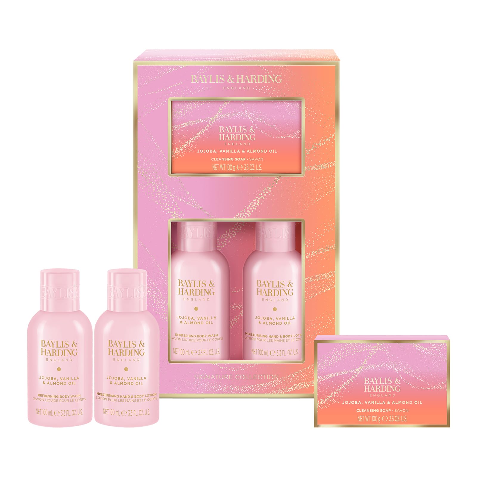 Baylis & Harding Jojoba, Vanilla & Almond Oil Make Me Sparkle Bathing Gift Set - Vegan Friendly, 440 g