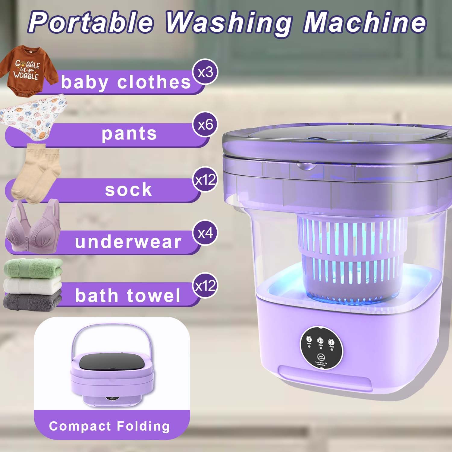 Portable Mini Washing Machine 15L Portable Washing Machine