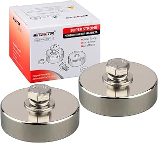 MUTUACTOR 74LBS Strong Magnet 1/4-20 Female Thread,2Pack Neodymium Magnet Heavy Duty for Hanging,Anti-Broken Magnetic Mounts Rare Earth Magnets for Fridge Pegboard Lighting Garage Camera Equipment