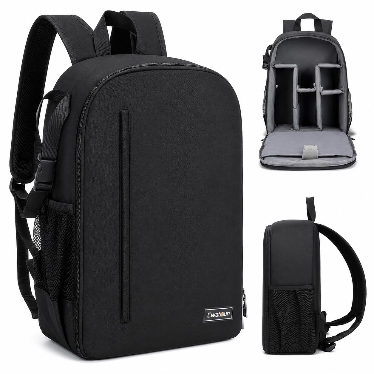 Cwatcun Mochila pequeña impermeable para cámara Mochila Profesional para DSLR/SLR especular, bolsa para Sony Nikon (3.0 negro, l) | Mochila para cámara DSLR/SLR, compatible con cámaras Sony Nikon Canon eos r50, color negro. Amplio. 3.0