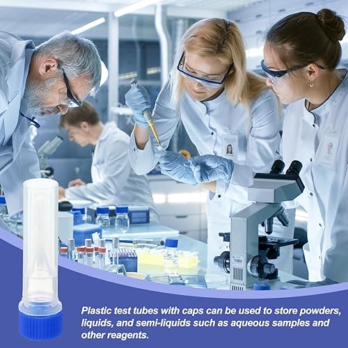 Miniatura 34 de PATIKIL Tubos de ensayo de plástico de 0.3 fl oz, paquete de 25 tubos de ensayo congelados transparentes, tapón de rosca graduado para Rojo