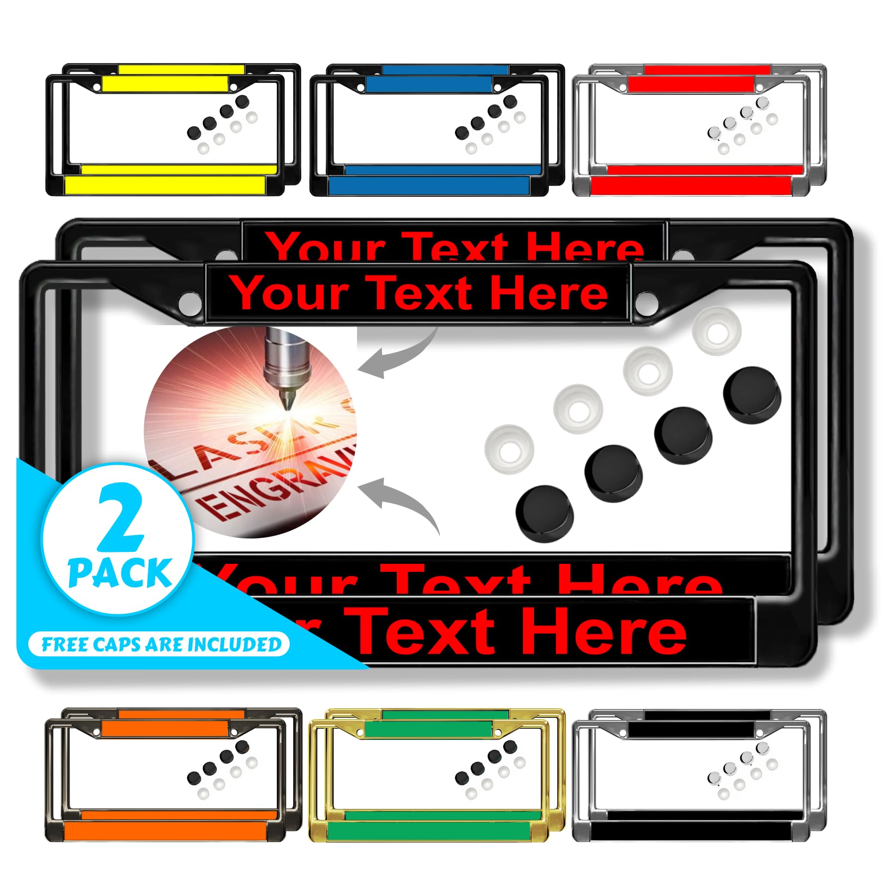 Custom Personalized Metal Laser Engraved Car License Plate Frame with Free caps - Picture 93 of 132
