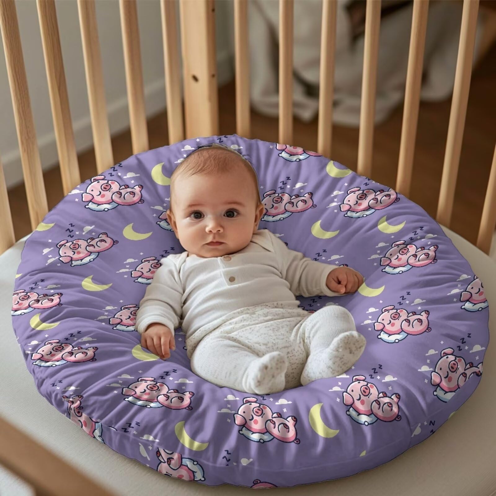 Bivxisrvo Cute Pig Baby Lounger Cover for Newborns Infant Lounger Slipcover for Girls Boys Removable and Soft Sung Fitted Baby Lounger Slipcover for Infant Lounger Pillow