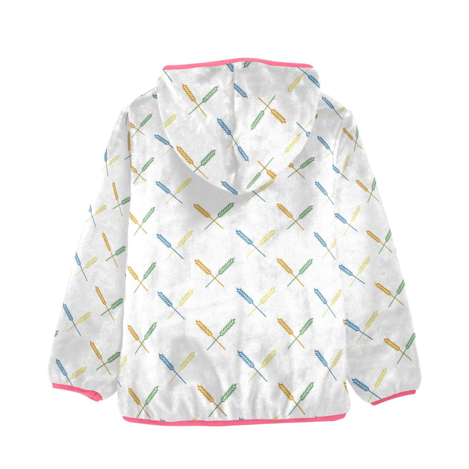 Cappotto con cappuccio per bambini, per autunno e inverno, caldo, a maniche lunghe, con cerniera, antivento, con due tasche, per 3-10 anni, motivo a piante colorate