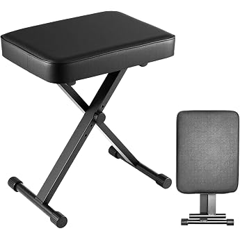 Piano Stool Height-Adjustable Foldable Piano Chair with Padded Seat Portable Keyboard Stool Made of Steel Non-Slip and Stable